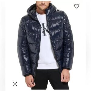 Calvin Klein Men's High Shine Navy Puffer Jacket